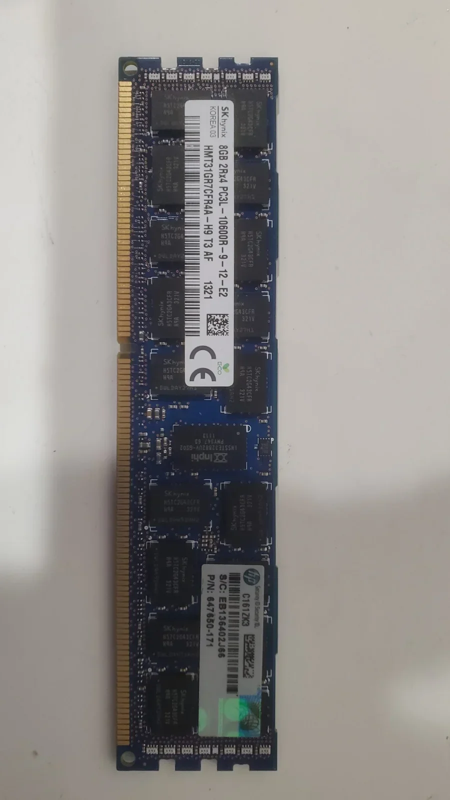 2025-06-27-13-11-08 DDR3 SKhynix 8Gb 2Rx4 PC3L-10600R для серверов HP PN647650-1 — изображение 1
