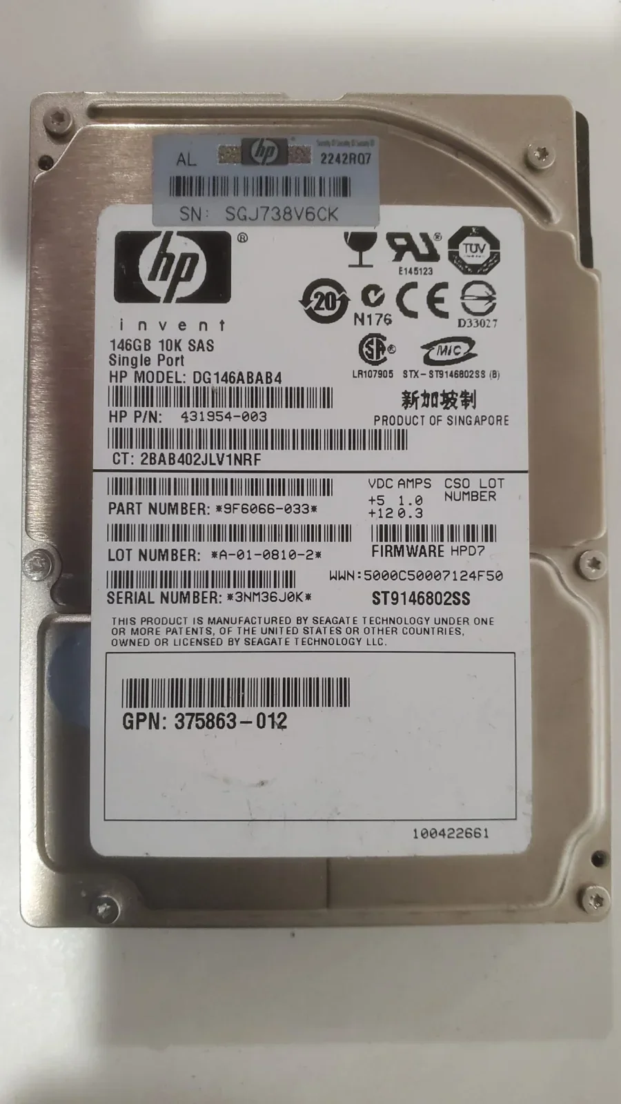 2025-07-16-12-53-50 Жесткий диск HP 146GB 10K SAS DG146ABAB4 431954-003 3Gb 2.5" — изображение 1